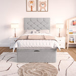 Seville Kids Chesterfield Ottoman Divan Bed - Silver Plush Velvet