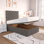 Seville Kids Chesterfield Ottoman Divan Bed - Slate Grey Naples
