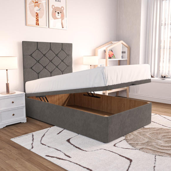 Seville Kids Chesterfield Ottoman Divan Bed - Slate Grey Naples
