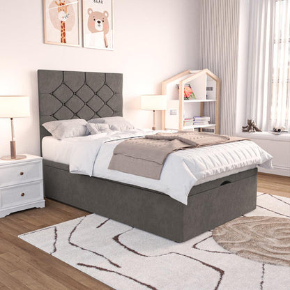 Seville Kids Chesterfield Ottoman Divan Bed - Slate Grey Naples