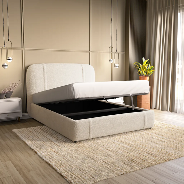 Sienna Upholstered Ottoman Bed - Ecru Boucle