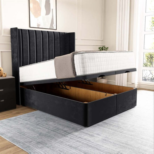 Sofia Ottoman Divan Bed - Black Plush Velvet
