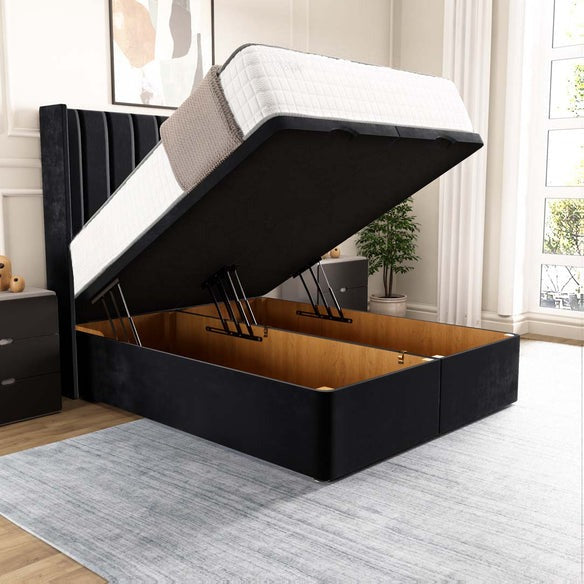 Sofia Ottoman Divan Bed - Black Plush Velvet