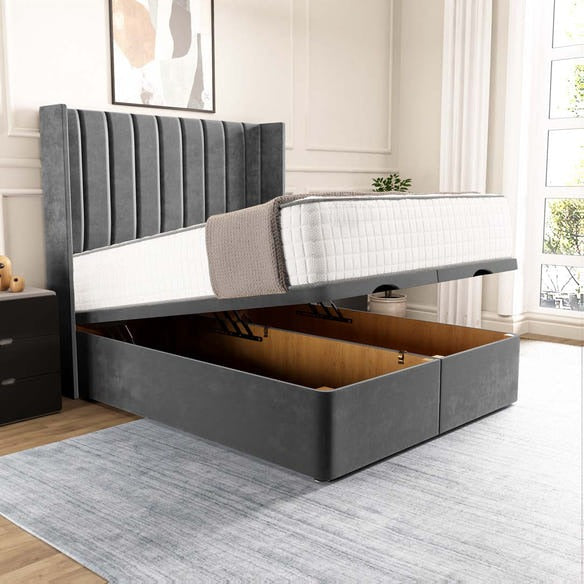 Sofia Ottoman Divan Bed - Steel Plush Velvet