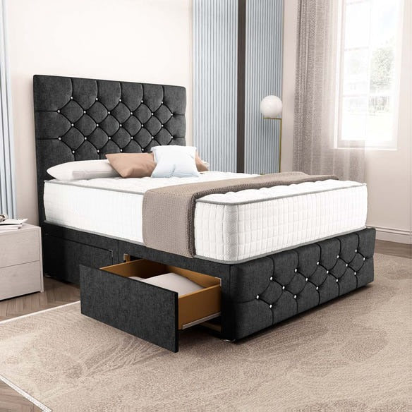 Suva Divan Bed - Black Chenille