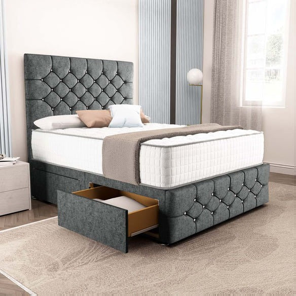 Suva Divan Bed - Charcoal Chenille