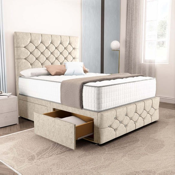 Suva Divan Bed - Cream Chenille