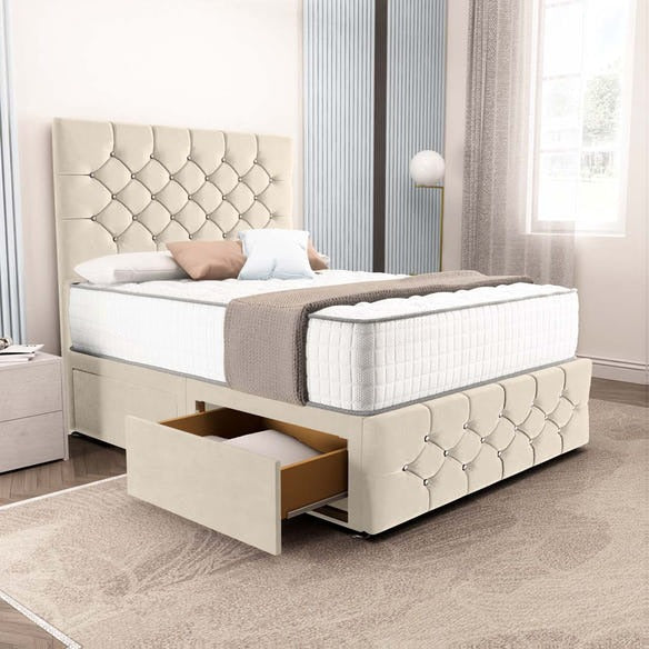 Suva Divan Bed - Cream Plush Velvet