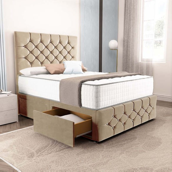 Suva Divan Bed - Mink Plush Velvet
