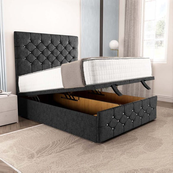 Suva Ottoman Divan Bed - Black Chenille