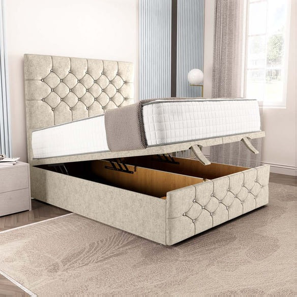 Suva Ottoman Divan Bed - Cream Chenille