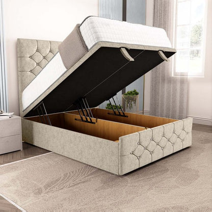 Suva Ottoman Divan Bed - Cream Chenille