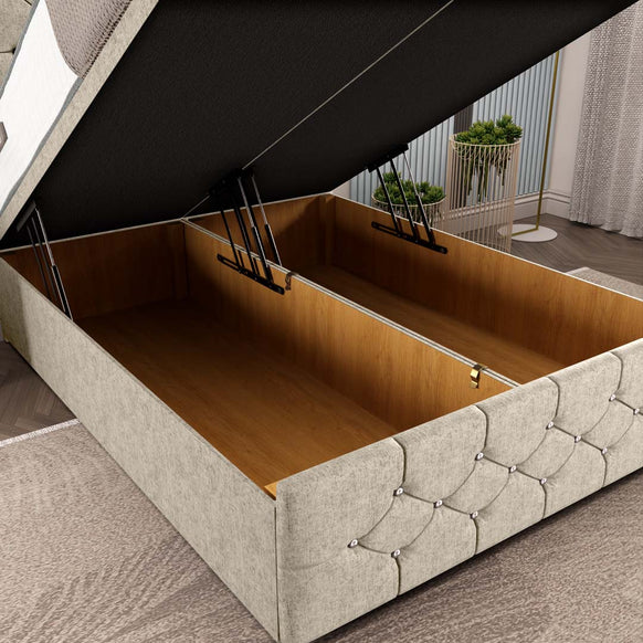 Suva Ottoman Divan Bed - Cream Chenille