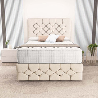 Suva Ottoman Divan Bed - Cream Naples