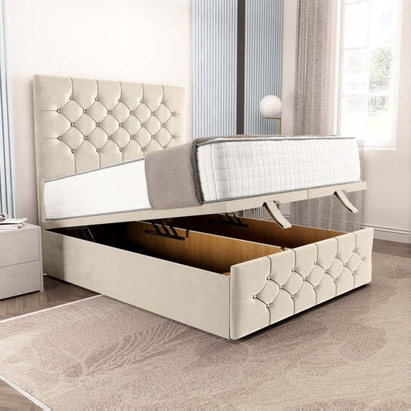 Suva Ottoman Divan Bed - Cream Plush Velvet