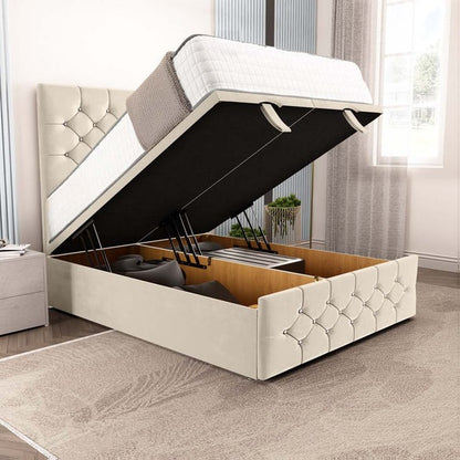 Suva Ottoman Divan Bed - Cream Plush Velvet