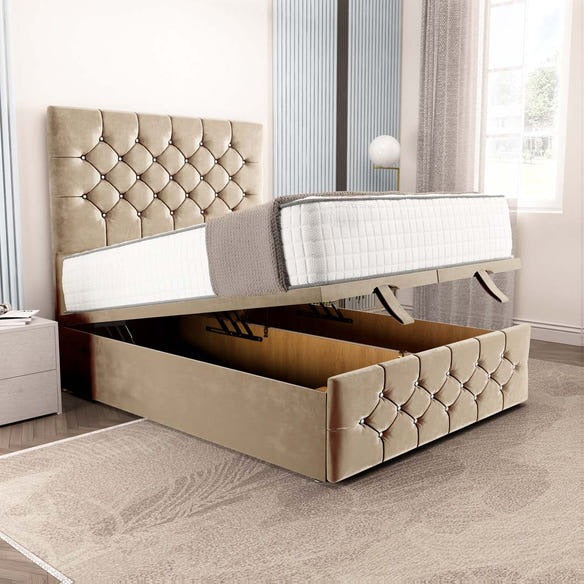 Suva Ottoman Divan Bed - Mink Plush Velvet