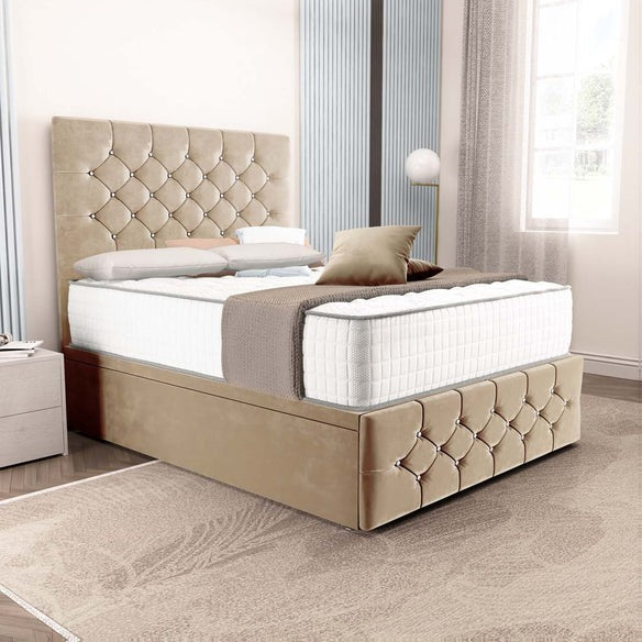 Suva Ottoman Divan Bed - Mink Plush Velvet