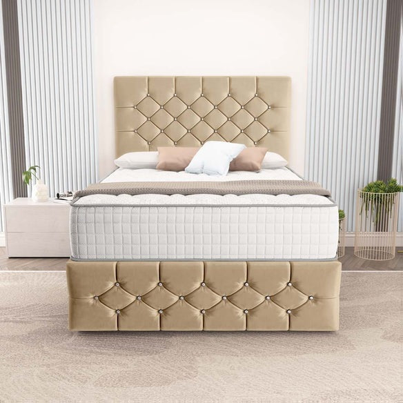 Suva Ottoman Divan Bed - Mink Plush Velvet