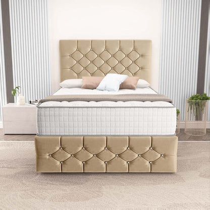 Suva Ottoman Divan Bed - Mink Plush Velvet