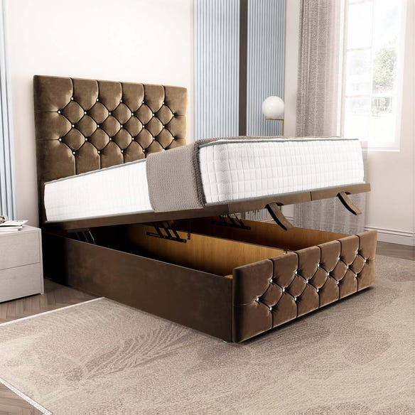 Suva Ottoman Divan Bed - Mocca Plush Velvet