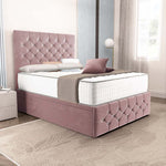 Suva Ottoman Divan Bed - Pink Plush Velvet