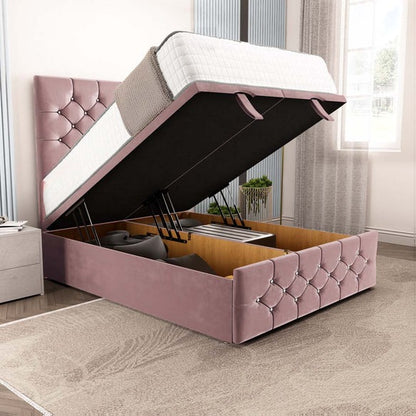 Suva Ottoman Divan Bed - Pink Plush Velvet