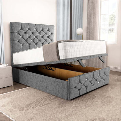 Suva Ottoman Divan Bed - Silver Chenille