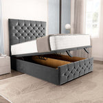 Suva Ottoman Divan Bed - Steel Plush Velvet