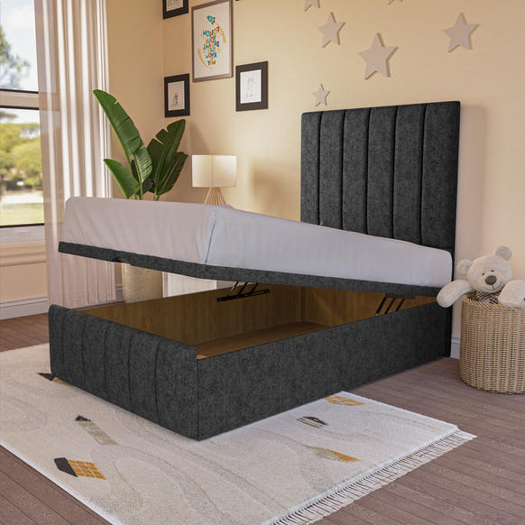 Sydney Kids Ottoman Divan Bed - Black Chenille