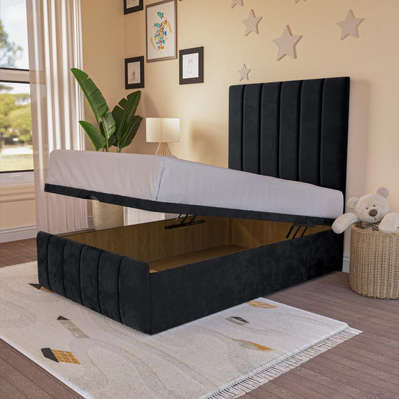 Sydney Kids Ottoman Divan Bed - Black Plush Velvet