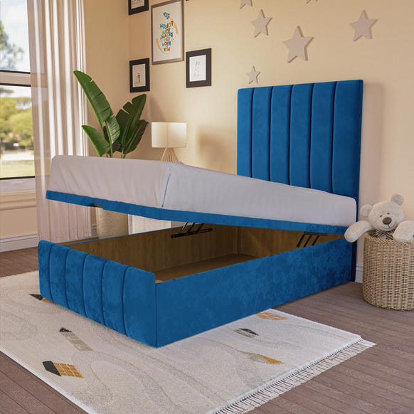 Sydney Kids Ottoman Divan Bed - Blue Plush Velvet