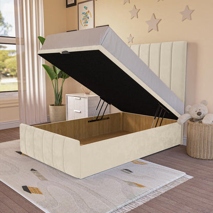 Sydney Kids Ottoman Divan Bed - Cream Plush Velvet