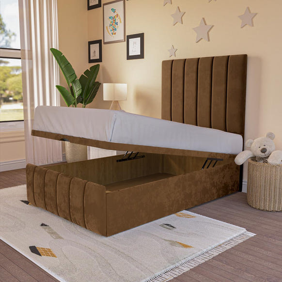 Sydney Kids Ottoman Divan Bed - Mocca Plush Velvet