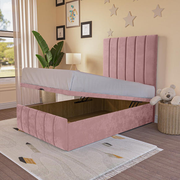 Sydney Kids Ottoman Divan Bed - Pink Plush Velvet