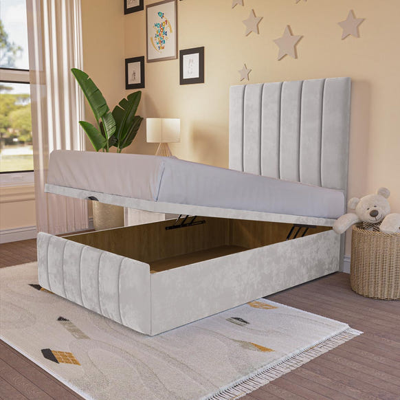 Sydney Kids Ottoman Divan Bed - Silver Plush Velvet