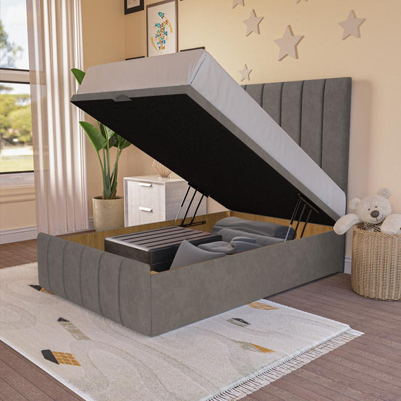 Sydney Kids Ottoman Divan Bed - Slate Grey Naples