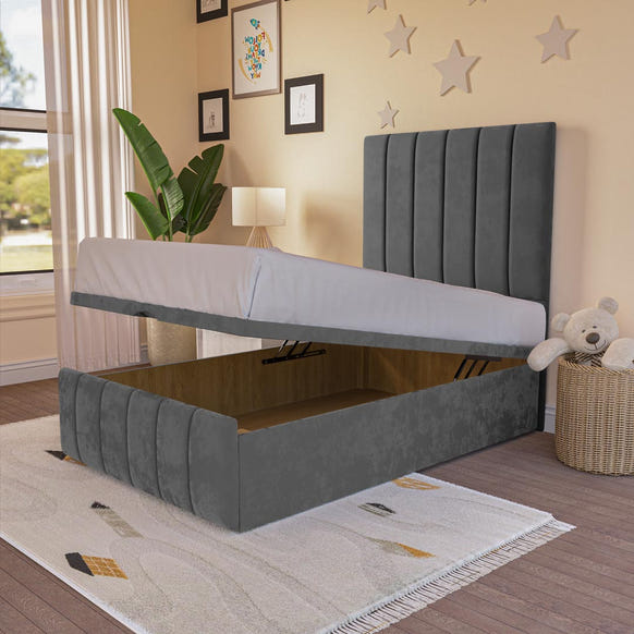 Sydney Kids Ottoman Divan Bed - Steel Plush Velvet