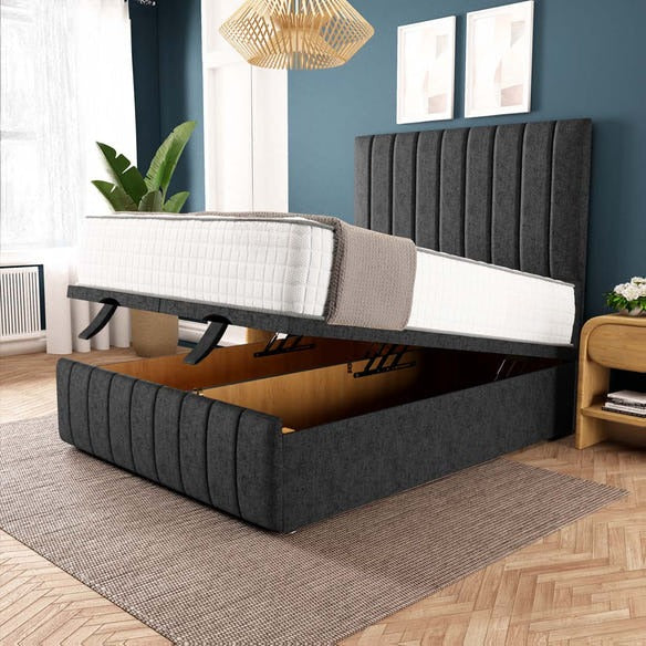 Sydney Ottoman Divan Bed - Black Chenille