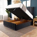 Sydney Ottoman Divan Bed - Black Plush Velvet