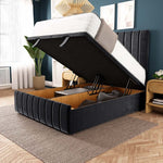 Sydney Ottoman Divan Bed - Black Plush Velvet