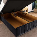 Sydney Ottoman Divan Bed - Black Plush Velvet