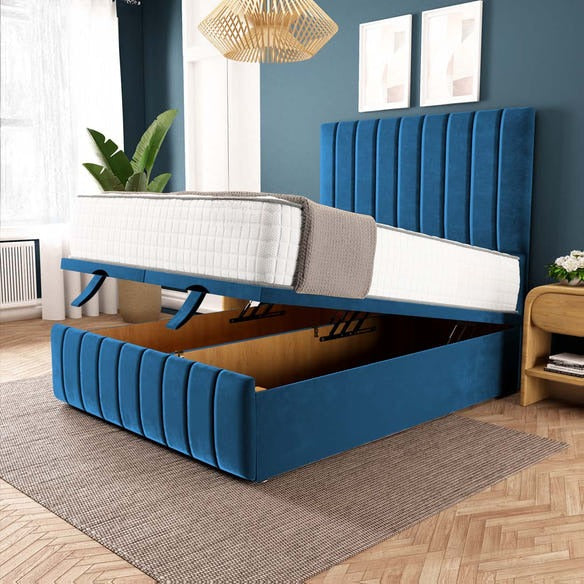 Sydney Ottoman Divan Bed - Blue Plush Velvet