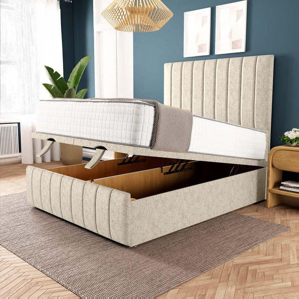 Sydney Ottoman Divan Bed - Cream Chenille