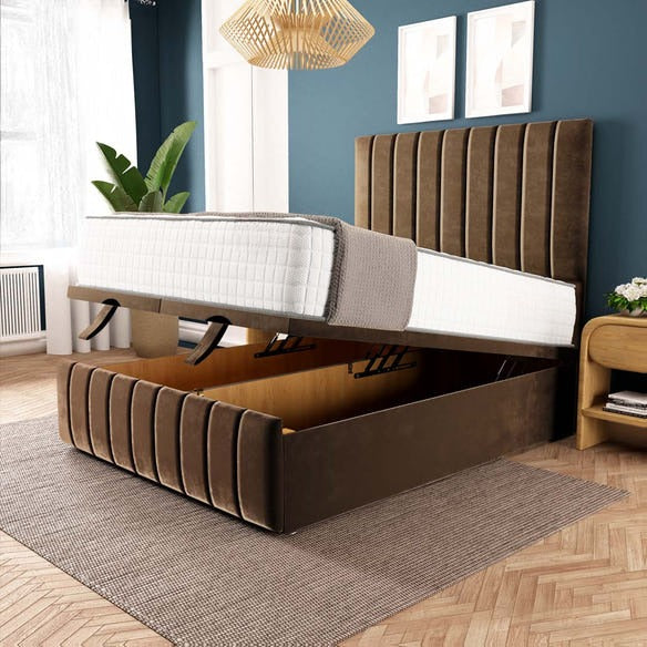 Sydney Ottoman Divan Bed - Mocca Plush Velvet