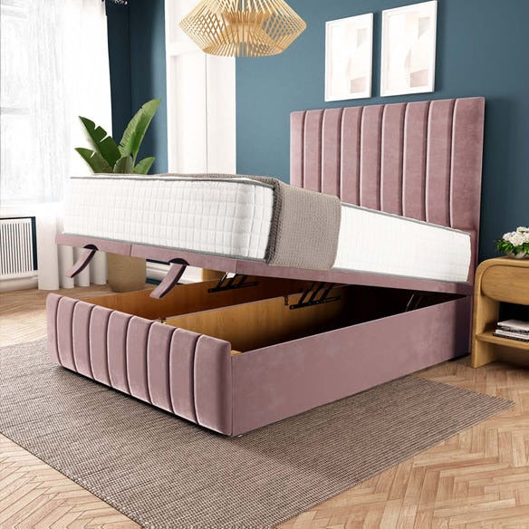 Sydney Ottoman Divan Bed - Pink Plush Velvet