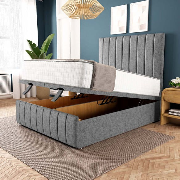 Sydney Ottoman Divan Bed - Silver Chenille