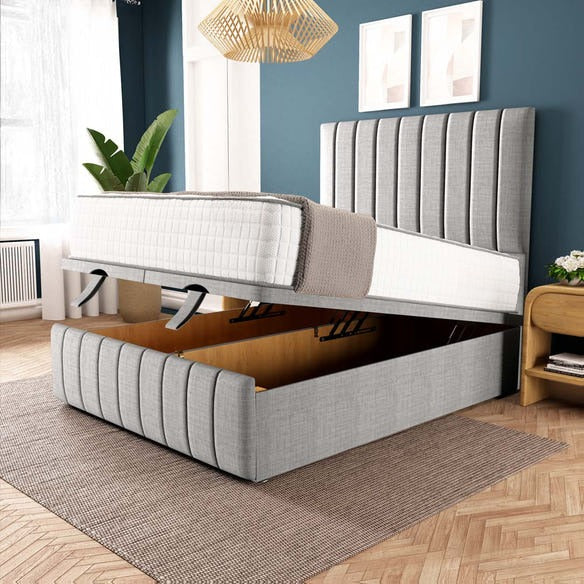 Sydney Ottoman Divan Bed - Silver Linoso