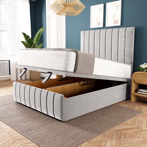 Sydney Ottoman Divan Bed - Silver Plush Velvet