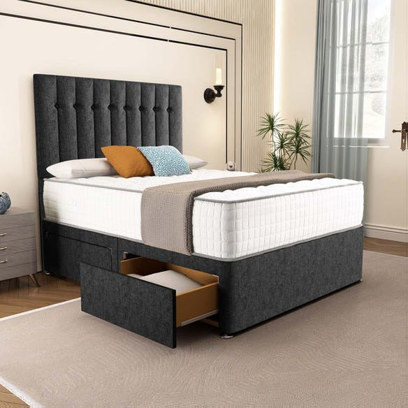 Tokyo Divan Bed - Black Chenille